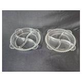 VTG Set of Imperial Glass Divided Relish Dishes and Candle Holders
