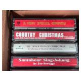 Collection of Cassette Tapes in Vintage Carrying Case - Christmas, Classical, Variety