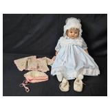 Vintage Baby Doll with Blue Dress and Extra Handmade Outfits