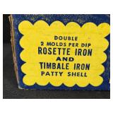 Vintage Aluminum and Cast Iron Kitchen Utensil Lot with Nordic Ware Rosette & Timbale Iron Set