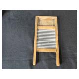 Vintage Toy Collection with Teddy Bear, Mini Washboard, Red Iron, and Folk Spinner