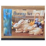 2-Piece Crackle Finish Bunny Figurine Set