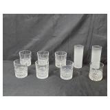 Set of Cut Crystal Whiskey Glasses and Frosted Highball Glasses