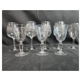 Set of Assorted Wine Glasses with Etched Designs