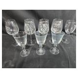 Set of Assorted Wine Glasses with Etched Designs