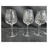 Set of Assorted Wine Glasses with Etched Designs