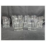 Set of Assorted Clear Glass Drinking Glasses and Mugs