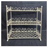 Decorative Wall Basket with Faux Floral Arrangement and 3-Tier Metal Shelf