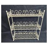 Decorative Wall Basket with Faux Floral Arrangement and 3-Tier Metal Shelf
