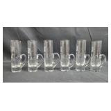 Collection of Vintage Crystal and Glassware with Etched Swedish Ice Sculpture and Floral Mugs