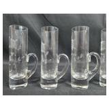 Collection of Vintage Crystal and Glassware with Etched Swedish Ice Sculpture and Floral Mugs