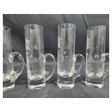 Collection of Vintage Crystal and Glassware with Etched Swedish Ice Sculpture and Floral Mugs