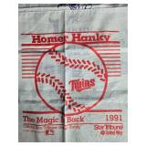 Minnesota Sports Memorabilia Lot: 2006 Twins Homer Hankies, 1991 Homer Hanky, Vikings Rally Rag, and Go Elks Bobblehead