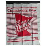 Minnesota Sports Memorabilia Lot: 2006 Twins Homer Hankies, 1991 Homer Hanky, Vikings Rally Rag, and Go Elks Bobblehead