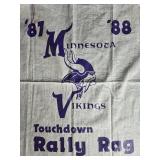 Minnesota Sports Memorabilia Lot: 2006 Twins Homer Hankies, 1991 Homer Hanky, Vikings Rally Rag, and Go Elks Bobblehead