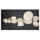 Pfaltzgraff White Stoneware Dinnerware Set with Plates, Bowls, Pitchers, and Butter Dish