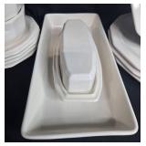 Pfaltzgraff White Stoneware Dinnerware Set with Plates, Bowls, Pitchers, and Butter Dish