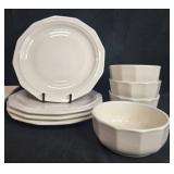 Pfaltzgraff White Stoneware Dinnerware Set with Plates, Bowls, Pitchers, and Butter Dish