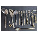 Vintage Mixed Porcelain Tiered/Handled Plates, Place Card Holders, and Assorted Flatware Lot