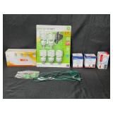 Assorted Light Bulbs and Accessories Lot with Extension Cord and Button Cell Batteries