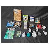 Large Lot of Assorted Light Bulbs in Storage Bin