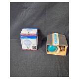 Large Lot of Assorted Light Bulbs in Storage Bin