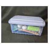 Large Lot of Assorted Light Bulbs in Storage Bin