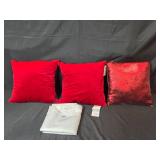 Set of Hallmart Collectibles Red Throw Pillows with Reversible Sequin Accent and White Pillowcases
