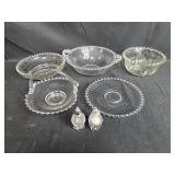 Anchor Hocking Glass Serving Set with Plates, Bowls, Basket, and Salt Pepper Shakers Anchor Hocking Glass Serving Set with Plates, Bowls, Basket, and Salt Pepper Shakers