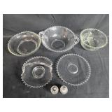 Anchor Hocking Glass Serving Set with Plates, Bowls, Basket, and Salt Pepper Shakers Anchor Hocking Glass Serving Set with Plates, Bowls, Basket, and Salt Pepper Shakers
