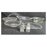Anchor Hocking Glass Serving Set with Plates, Bowls, Basket, and Salt Pepper Shakers Anchor Hocking Glass Serving Set with Plates, Bowls, Basket, and Salt Pepper Shakers