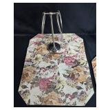 Lot of Floral Placemats with Metal Napkin and Candle Holders Lot of Floral Placemats with Metal Napkin and Candle Holders