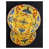 Assorted Serving Tray and Decorative Plate Lot with Silver-Tone, Talavera, and Watermelon Motif Assorted Serving Tray and Decorative Plate Lot with Silver-Tone, Talavera, and Watermelon Motif