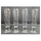 Set of 4 Tall Clear Pilsner Beer Glasses Set of 4 Tall Clear Pilsner Beer Glasses