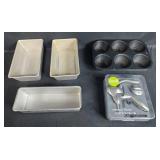 Set of Loaf Pans, Muffin Tin, and Food Network Classic Lever Corkscrew Set of Loaf Pans, Muffin Tin, and Food Network Classic Lever Corkscrew