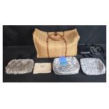 Collection of Travel and Handbags Including Straw, Leather, and Fabric Bags Collection of Travel and Handbags Including Straw, Leather, and Fabric Bags