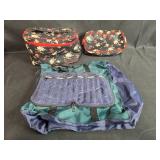 Set of Travel Bags and Accessories Including Totes Bag, Blue Basket, and Floral Cases Set of Travel Bags and Accessories Including Totes Bag, Blue Basket, and Floral Cases