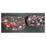 Set of Travel Bags and Accessories Including Totes Bag, Blue Basket, and Floral Cases Set of Travel Bags and Accessories Including Totes Bag, Blue Basket, and Floral Cases