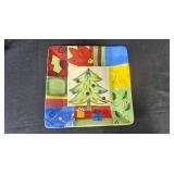 Holiday Decor Collection with Painted Plate, Stockings, Ornaments, and Santa Figurine Holiday Decor Collection with Painted Plate, Stockings, Ornaments, and Santa Figurine