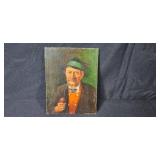 Vintage Portrait Painting Signed A. Baumgartner and Hummel Figurine (chipped) "Farm Boy" Vintage Portrait Painting Signed A. Baumgartner and Hummel Figurine (chipped) "Farm Boy"