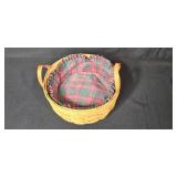 Longaberger Handwoven Basket with Plaid Liner and 2000 Merry Christmas Accessory Longaberger Handwoven Basket with Plaid Liner and 2000 Merry Christmas Accessory