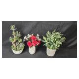 Set of 3 Artificial Potted Plant Arrangements with Mikasa Bone China Vase Set of 3 Artificial Potted Plant Arrangements with Mikasa Bone China Vase