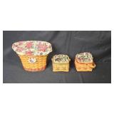 Set of 3 Longaberger 2000 Handwoven Baskets with Liners Set of 3 Longaberger 2000 Handwoven Baskets with Liners
