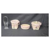 Longaberger Pink Hope Basket Collection with Glass Basket and Inserts Longaberger Pink Hope Basket Collection with Glass Basket and Inserts