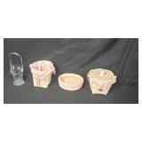 Longaberger Pink Hope Basket Collection with Glass Basket and Inserts Longaberger Pink Hope Basket Collection with Glass Basket and Inserts