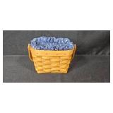 Set of 3 Longaberger Handwoven Baskets with Blue Liners and Inserts Set of 3 Longaberger Handwoven Baskets with Blue Liners and Inserts