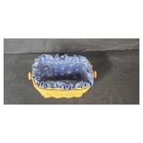 Set of 3 Longaberger Handwoven Baskets with Blue Liners and Inserts Set of 3 Longaberger Handwoven Baskets with Blue Liners and Inserts