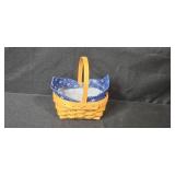 Set of 3 Longaberger Handwoven Baskets with Blue Liners and Inserts Set of 3 Longaberger Handwoven Baskets with Blue Liners and Inserts