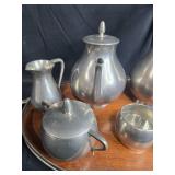 Vintage Pewter Coffee and Tea Set with Serving Tray Vintage Pewter Coffee and Tea Set with Serving Tray