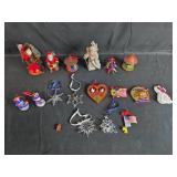 Collection of Assorted Holiday Ornaments Including Santas, Patriotic, and Crystal Designs Collection of Assorted Holiday Ornaments Including Santas, Patriotic, and Crystal Designs